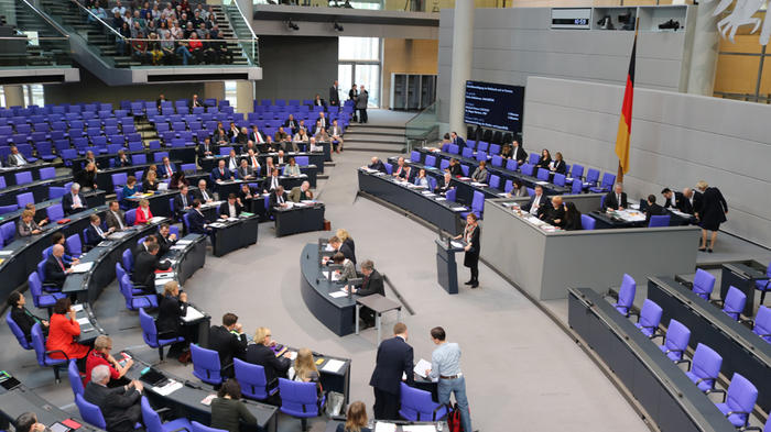 Die Gr&uuml;nen-Abgeordnete Britta Ha&szlig;elmann spricht im Plenum des Deutschen Bundestags. - Bild: zwd