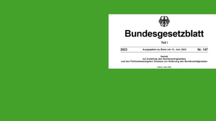 Bunfdesgesetzblatt 13.06.2023 - Verkündung der Wahlrechtsänderungsgesetzes