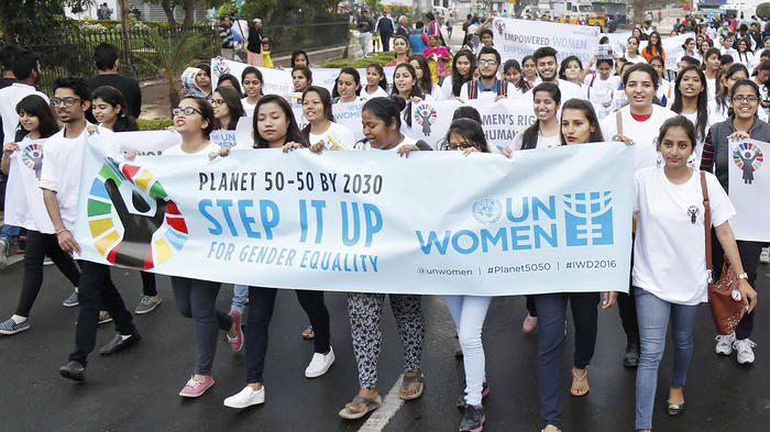 UN Women-Frauenmarsch f&uuml;r Gleichstellung in Neu-Delhi, Indien. - Bild: flickr/ UN Women/ Deepak Malik.
