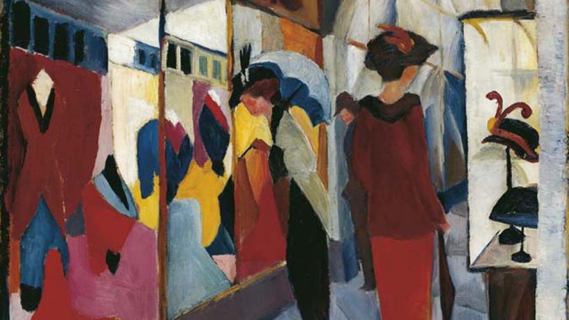 Gemälde von August Macke: Modegeschäft (1913)  -  Bild:  Wikimedia/ LWL Museum für Kunst und Kultur