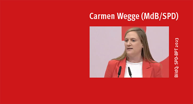 Bild: Wegge auf dem SPD-Bundesparteitag 2023 (Livestream)