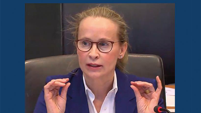 Titel-Cover zwd-POLITIKMAGAZIN 407. Im Bild Prof.in Brosius-Gersdorf (Stream BTG, Anhörung im Rwchtsausschuss 10.02.2025)